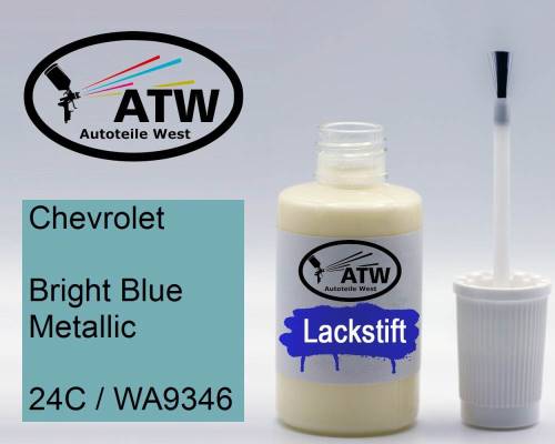 Chevrolet, Bright Blue Metallic, 24C / WA9346: 20ml Lackstift, von ATW Autoteile West.